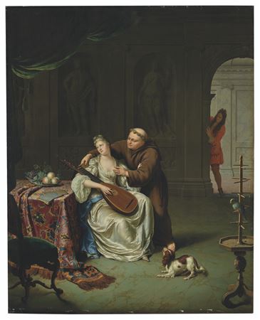 Willem Van Mieris : Tartuffe et Élmire supris par Damis, fils d'Orgon