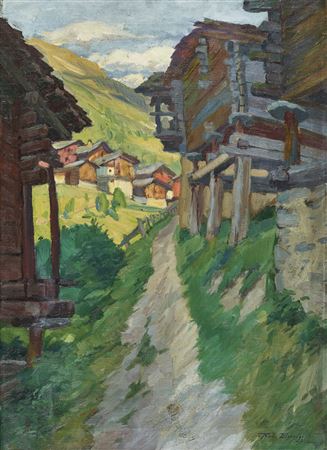 Robert Elmiger : 'Evening in Vissoye (Valais)'