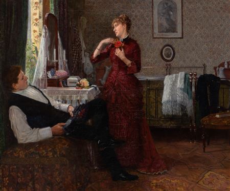 Anton Thiele : Tying a Rose, 1888