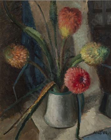 Alice F Whyte : Still Life with Red Hot Pokers