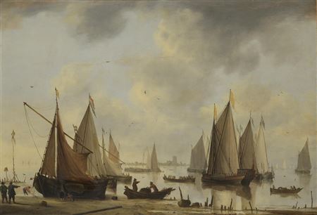 Jacob Adriaensz Bellevois : Marine, with the city of Dordrecht in the distance