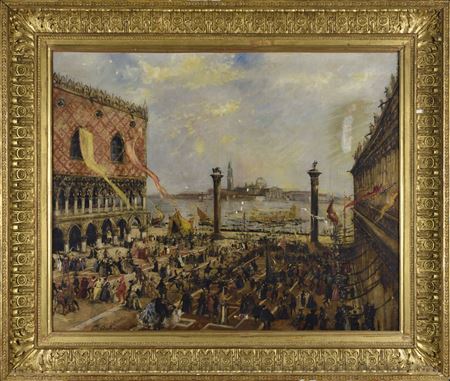 Edouard-Jacques Dufeu : Le carnaval place Saint-Marc, Venise