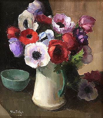 Alice F Whyte : Anemones in White Jug