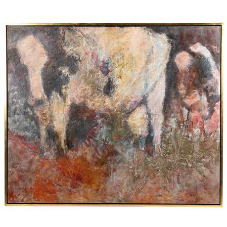 Genevieve Cotter : Cow Series #34: Pink Cows