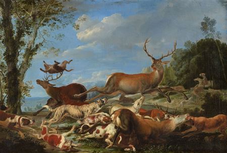 Carl Borromäus Andreas Ruthart : Stag Hunt