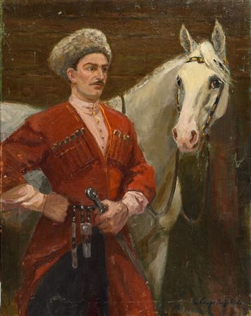 Igor Constantinovitch Skorobogatov : Portrait of Mukhtabek Kantemirov (circus artist and actor)