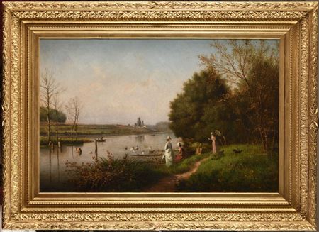 Charles Felix Edouard Deshayes : Bord de Seine à St Ouen