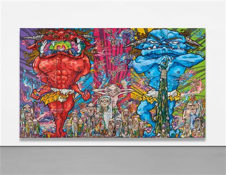 Takashi Murakami : Red Demon and Blue Demon with 48 Arhats