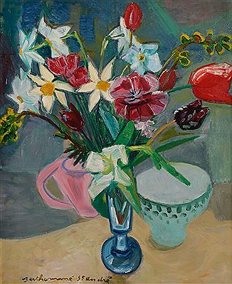 Louis Berthomme -Saint- Andre : Nature morte au bouquet