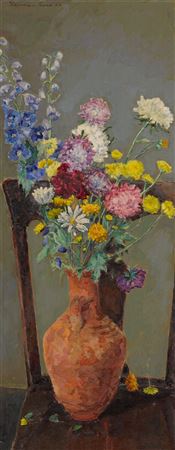 Herman Rose : Flowers on a Chair