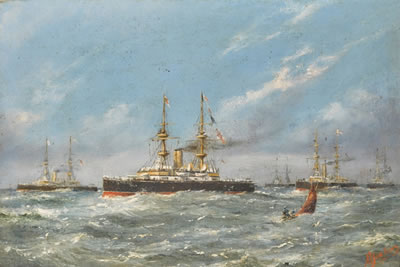 Algernon Yockney : HMS Majestic and other vessels in convoy