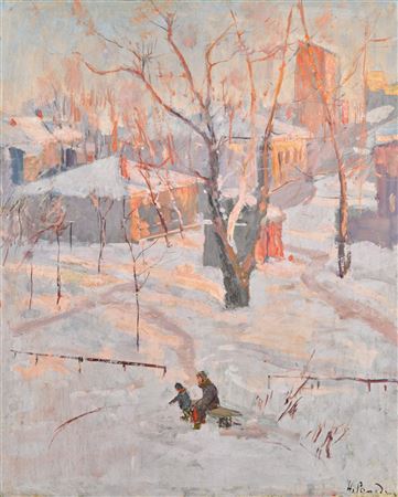 Nikolai Mikhailovich Romadin : Courtyard in Moscow