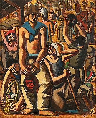 Yohanan Simon : Figures in the Kibbutz, 1947