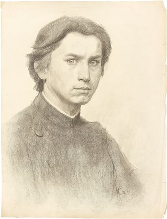 Hugo Hoppener : Self-portrait (with supplement: head drawing)