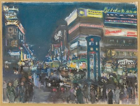 Paul Paeschke : Potsdamer Platz by night. Circa 1929