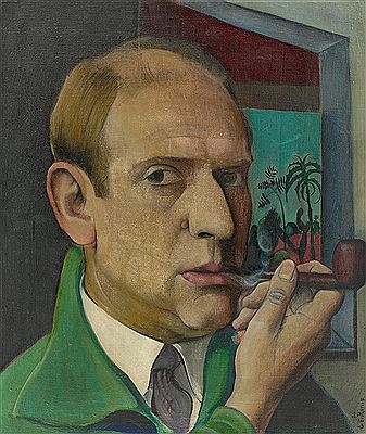 Ludwig Ernst (Egidius) Ronig : Self-portrait with pipe. 1926