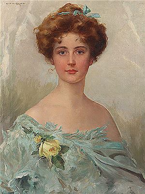 Herbert Kuron : Young Lady with a yellow rose