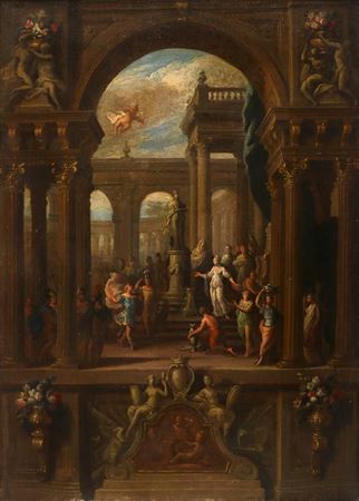 Sir James Thornhill : Dido and Aeneas, a sketch probably for the painted staircase at Canons, Middlesex