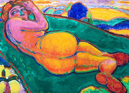 Andres Barajas : 'Female Nude in Landscape'