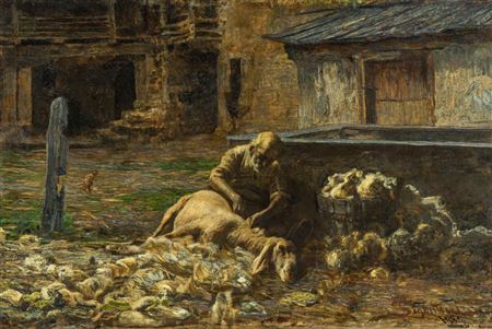 Giovanni Battista Emanuele Maria Segantini : Il reddito del pastore, 'The shepherd's yield', 1883/86