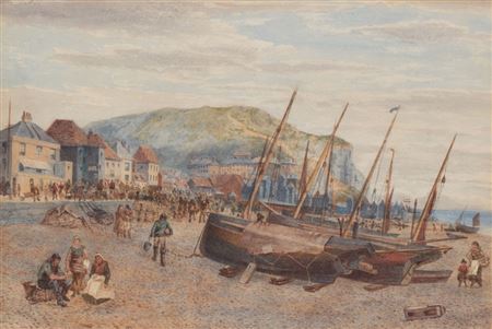 Edward Penstone : A PAIR OF VIEWS OF HASTINGS BEACH