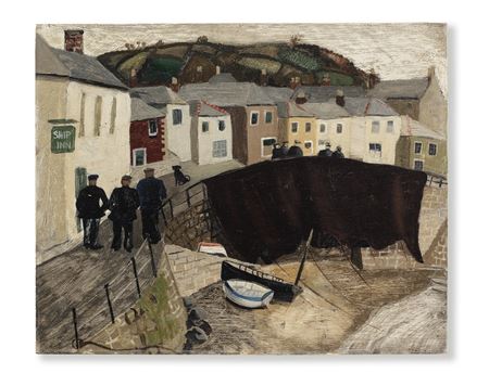 Christopher (Kit) Wood : Drying Sails, Mousehole, Cornwall