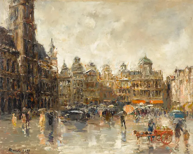 Marcel Pire : An active cityscape in the rain