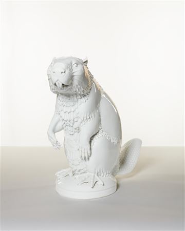 Max Esser : A very rare Meissen large white model of a beaver, circa 1927