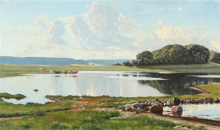 Albert Rudinger : Landscape from an inlet near Bramsnæs.