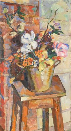 Allan Walton : Still Life with Flowers on a Stool