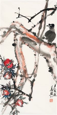 Guangzhao Lu : Pomegranate and Myna