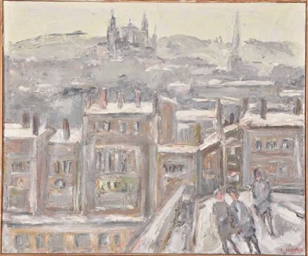 Evelyne Chevalier : On the rooftops in Lyon, Fourvière in the distance.