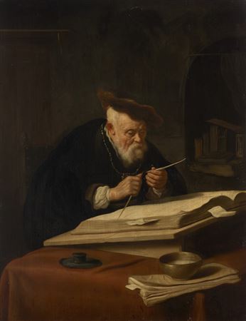 Salomon Koninck : A scholar sharpening his quill