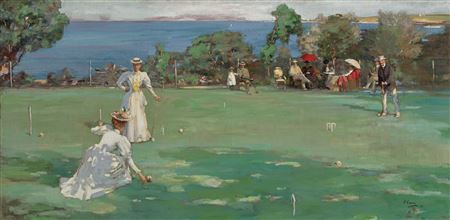 John (Sir John) Lavery : The Croquet Party