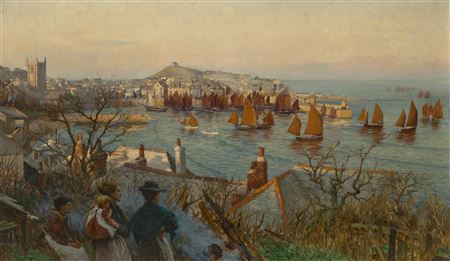 William Banks Fortescue : The fleet in the harbour at St Ives