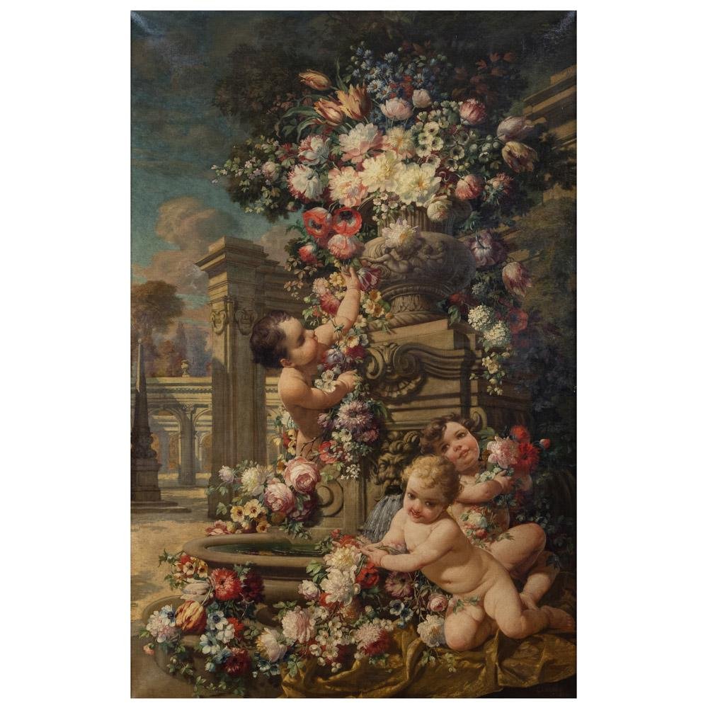 Giorgio Ceragioli : Giardino con putti e trionfo di fiori