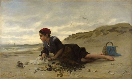 Aime Perret : At the Beach, Quiberon 1873.