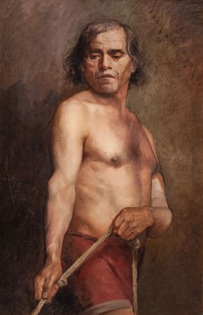 Anna Bilinska : 'Man Halfnude', 1884