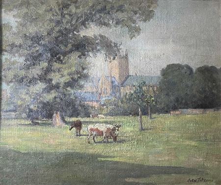 John Henry Titcomb : 'Cows Before Wells Cathedral'