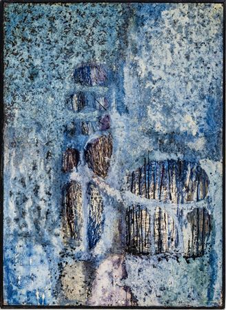 Enrique Sarda : BLUE HIGHLY TEXTURED ABSTRACTION