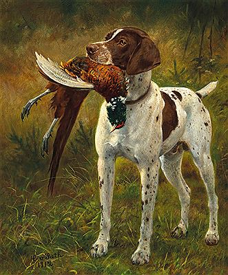 Caspar Von Reth : A Hunting Dog with a Pheasant