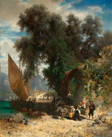 Johann Friedrich Hennings : Resting at a North-Italian Lakeshore