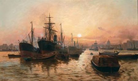 Charles John De Lacy : Steamboats in the Harbour of London