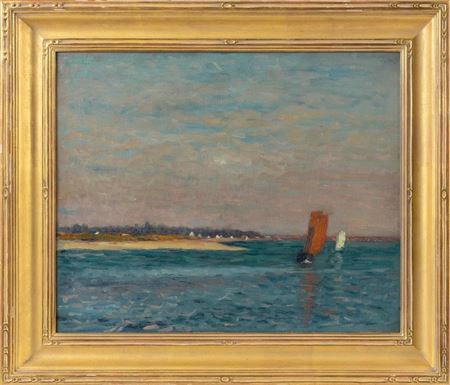 Robert Henry Logan : Sailboats Off The Beach