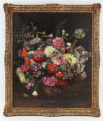 Emily Beatrice Bland : Still life with vase of flowers