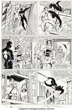 Ron Frenz : Ron Frenz and Brett Breeding The Amazing Spider-Man #252 Story Page 9 1st Appearance of the Black Costume Original Art (Marvel, 1984)