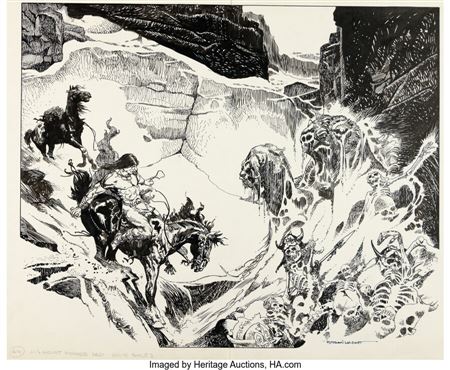 Esteban Maroto : Esteban Maroto Conan and The Sorcerer Double Splash Page 18-19 Original Art (Sunridge, 1978)