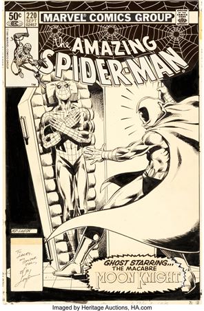 Bob Layton : Bob Layton Amazing Spider-Man #220 Cover Moon Knight Original Art (Marvel, 1981)