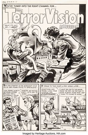 Howard Nostrand : Howard Nostrand Chamber of Chills #19 Complete 5-Page Story 'TerrorVision' Original Art (Harvey, 1953)