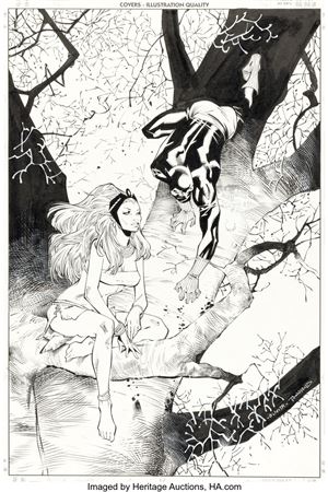 Olivier Coipel : Olivier Coipel and Tim Townsend Black Panther #16 Cover Original Art (Marvel, 2006)